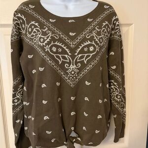 Lucky Brand paisley print long sleeved sweater